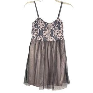 NWOT C. LUCE | Lace and Tule Sleeveless Mini Party Girls' Dress Cream Taupe L